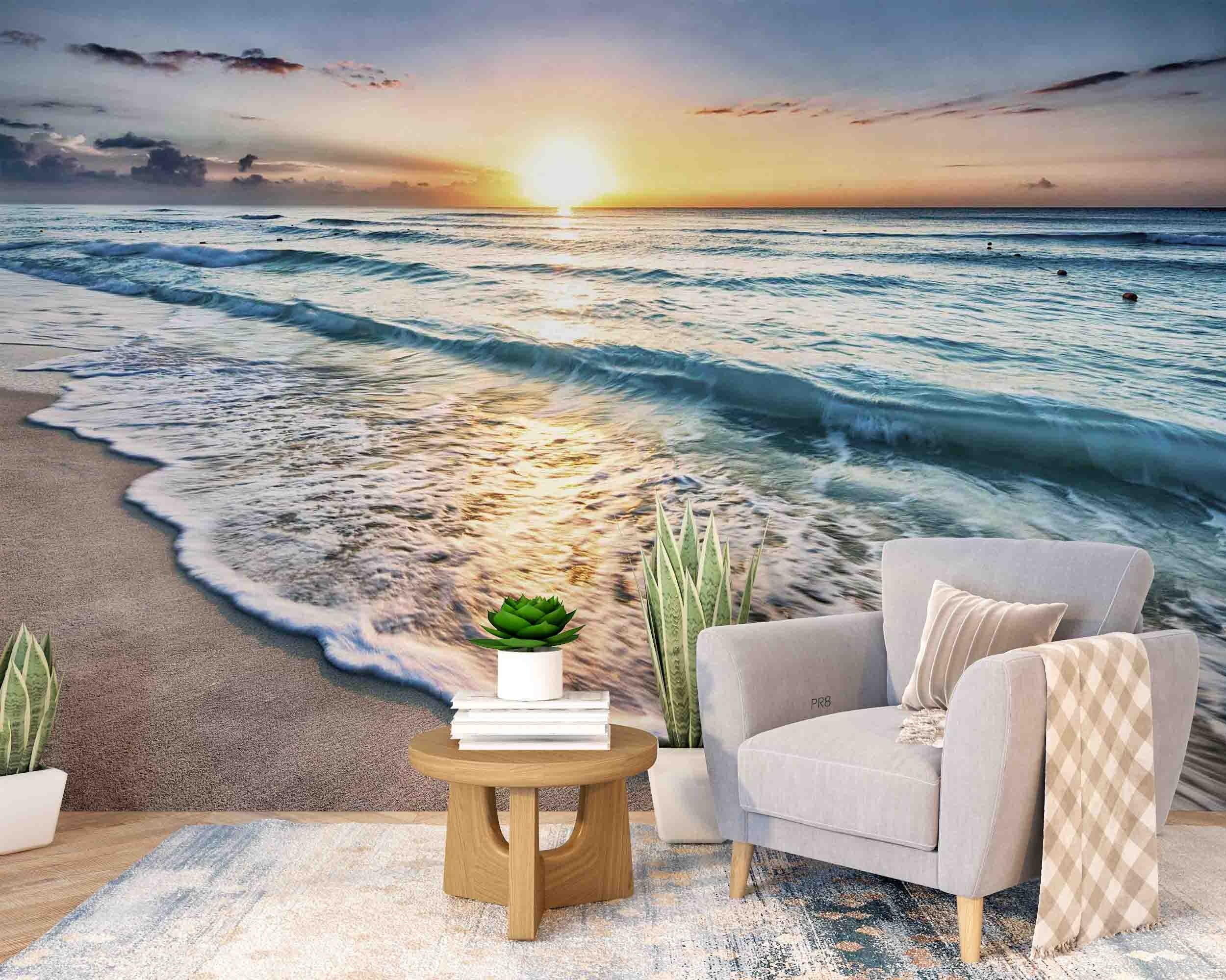 3D Beach Wave Sea Sunrise Landscape Wall Mural Wallpaper GD 4569- Jess Art Decoration