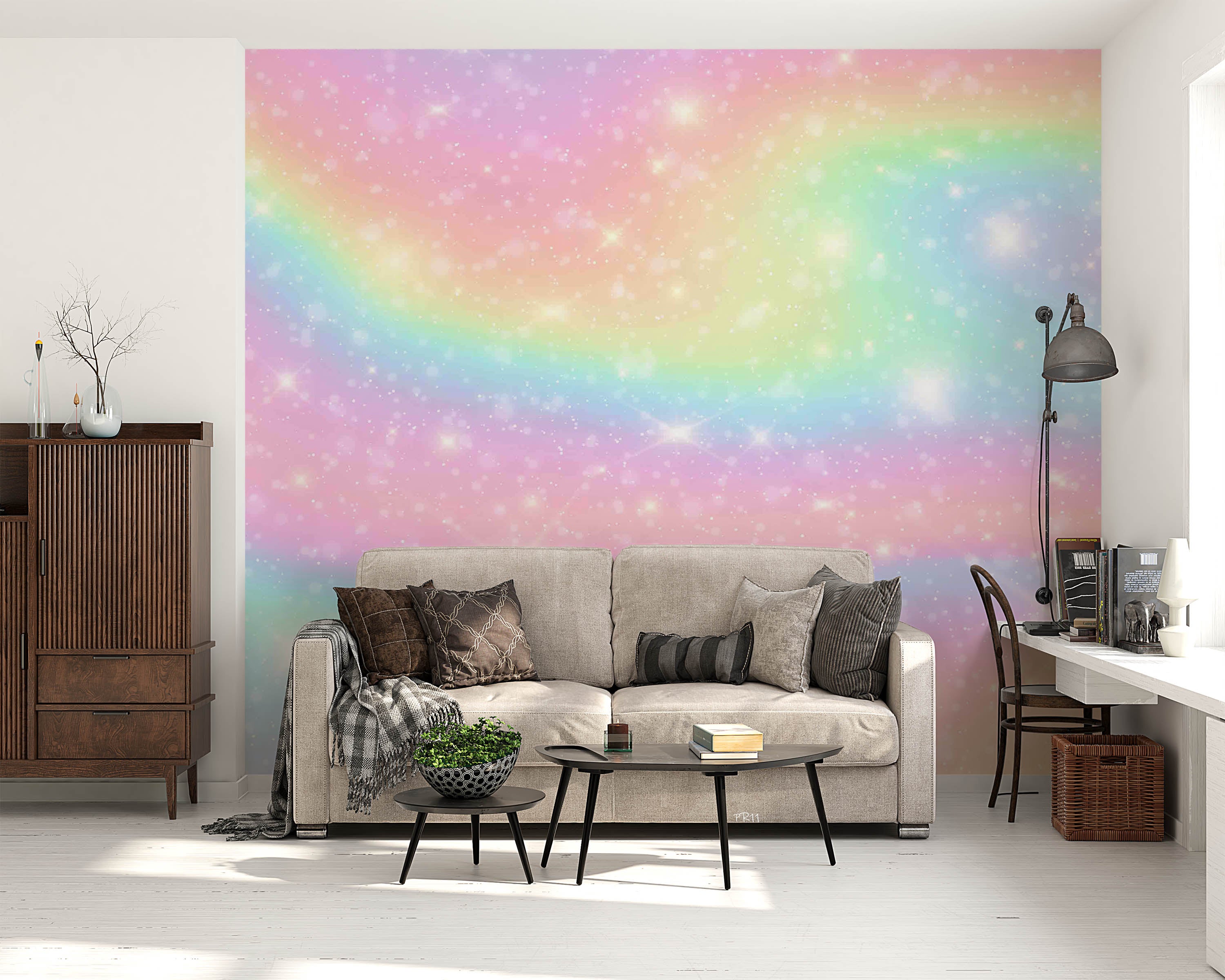 3D Rainbow Twinkle Stars soft rainbow star mural wall mural wallpaper for nursery - view 6