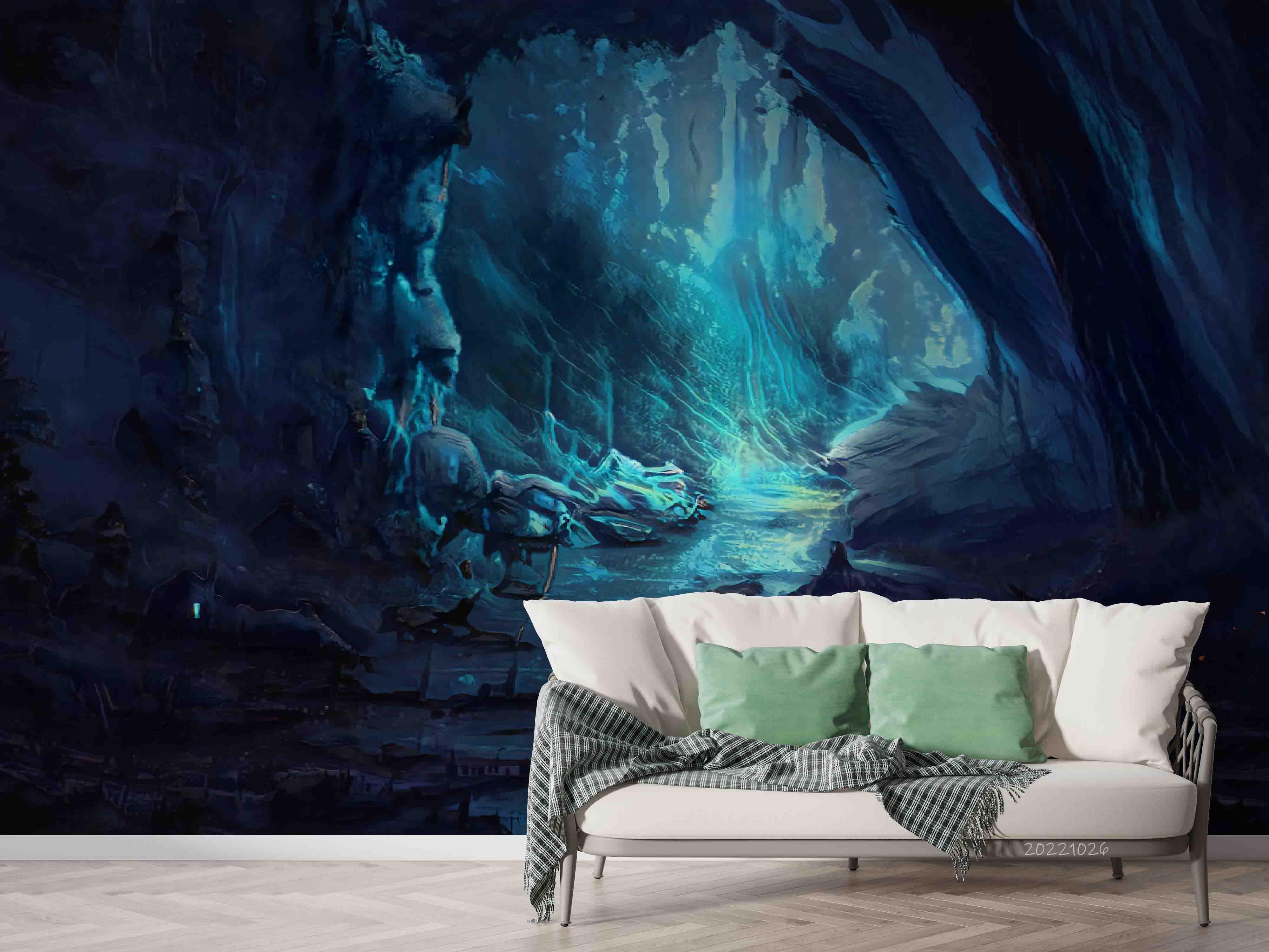 3D Abstract Blue Cave Painting Wall Mural Wallpaper GD 3192- Jess Art Decoration