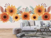 3D Beautiful Watercolor Sunflower Border Wall Mural Wallpaper GD 3398- Jess Art Decoration