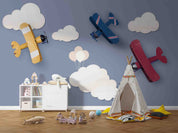 3D Paper Airplane Clouds paper airplane cloud mural wall mural wallpaper for nursery - view 6