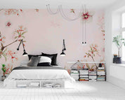 3D Vintage Japan Floral Border Peach Blossom Hibiscus Wall Mural Wallpaper GD 3416- Jess Art Decoration