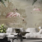 3D Animal Flamingo River Reed Leaf Wall Mural Wallpaper YXL 5- Jess Art Decoration