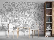 3D Cartoon Graffiti Tropical Animals Birds Trees Wall Mural Wallpaper GD 5104- Jess Art Decoration
