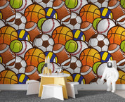 Watercolor Ball Set Sports Wallpaper sports & entertainment wall mural for games room or entertainment space - view 6