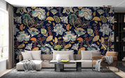 3D Vintage Floral Black Background Wall Mural Wallpaper GD 4614- Jess Art Decoration