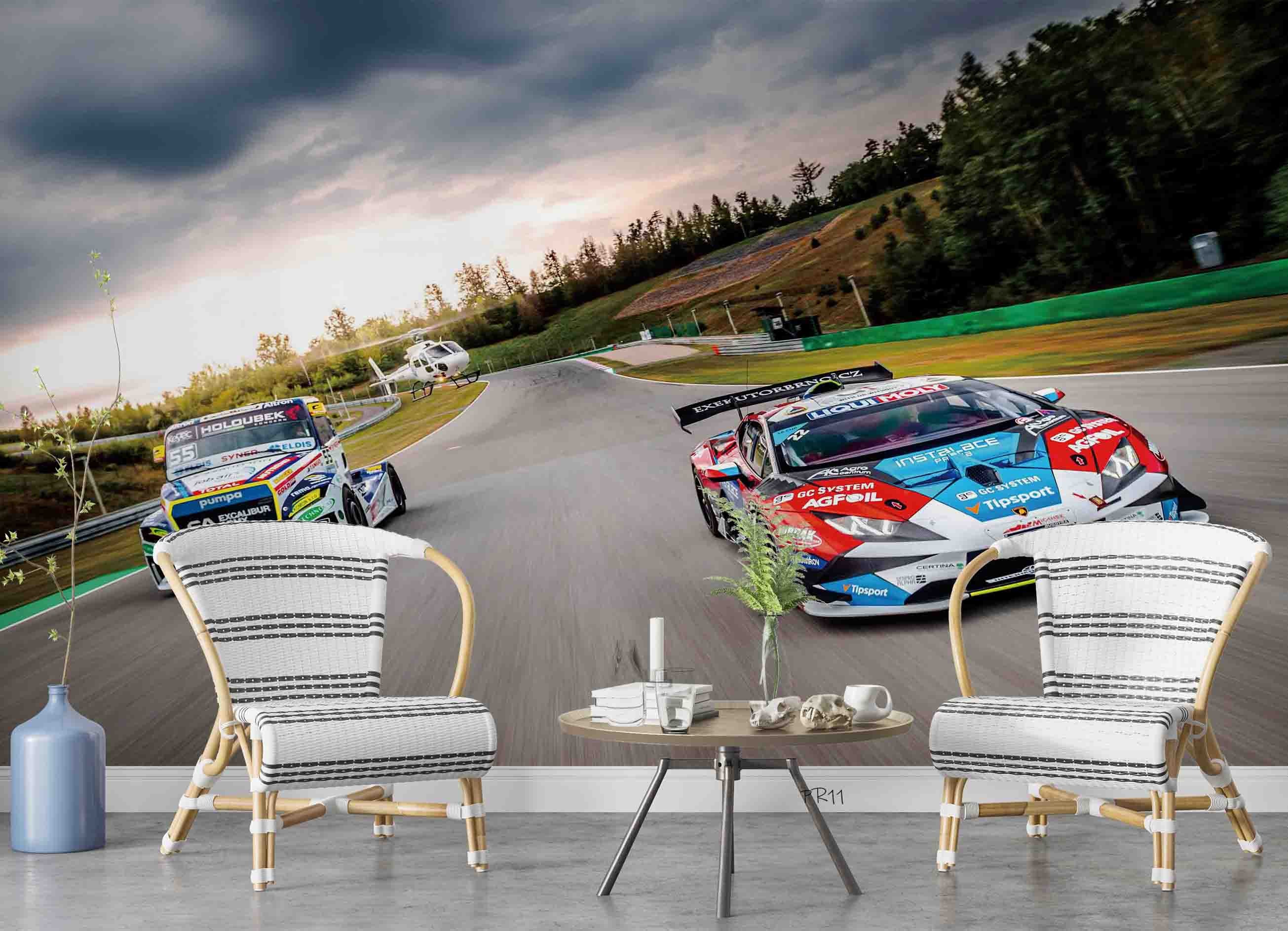 Racing Race Track Helicopter Racing Wallpaper racing & cars wall mural for garage, game room or entertainment space - view 6