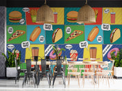 3D Fast Food Comic Colorful Background Advertising Poster Wall Mural Wallpaper GD 4905- Jess Art Decoration