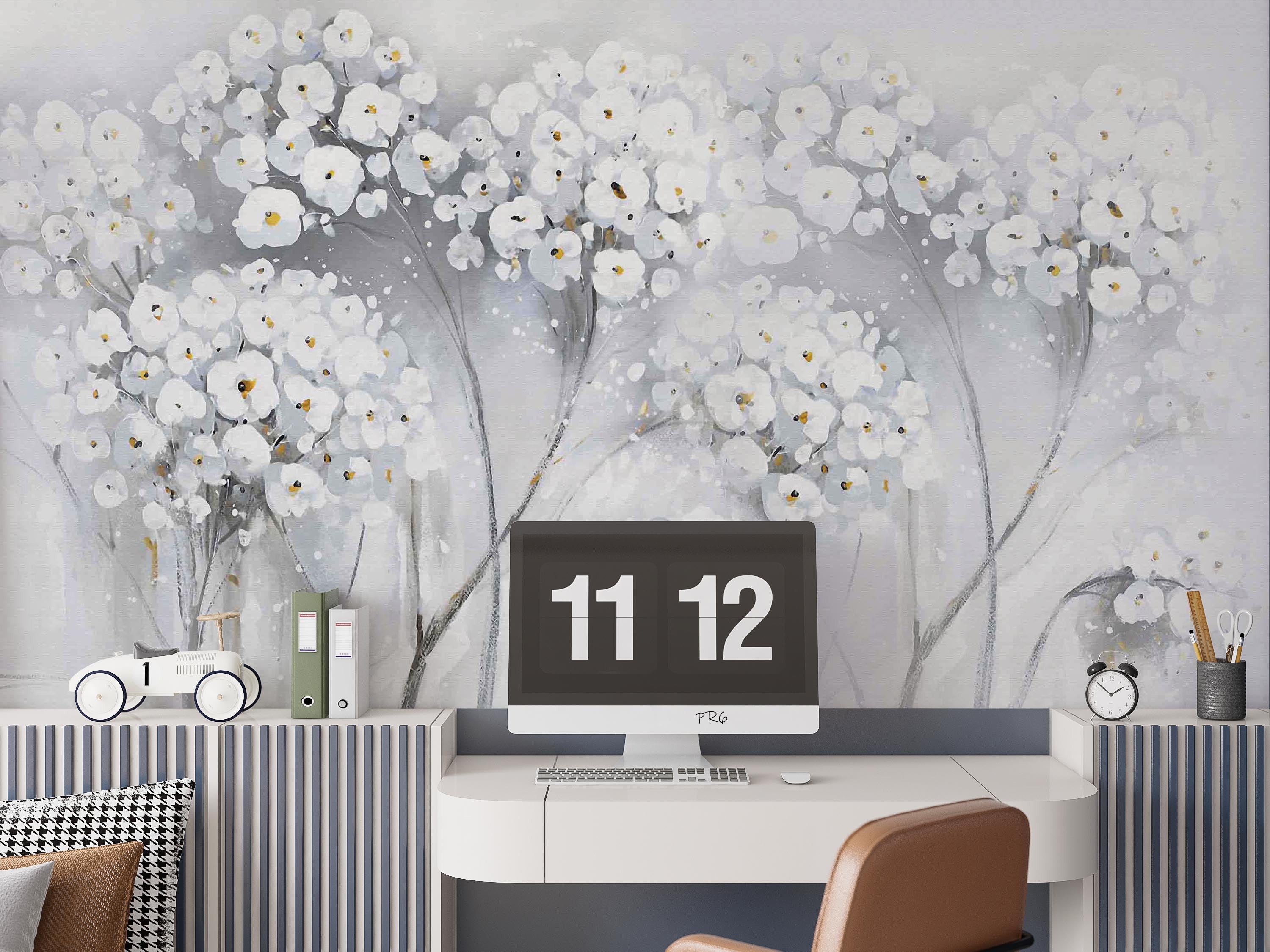 3D Flower Dried Flower White Wall Mural Wallpaper YXL 06- Jess Art Decoration