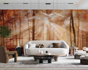 3D Forest Trees Misty Morning Sun Sunshine Wall Mural Wallpaper GD 4710- Jess Art Decoration