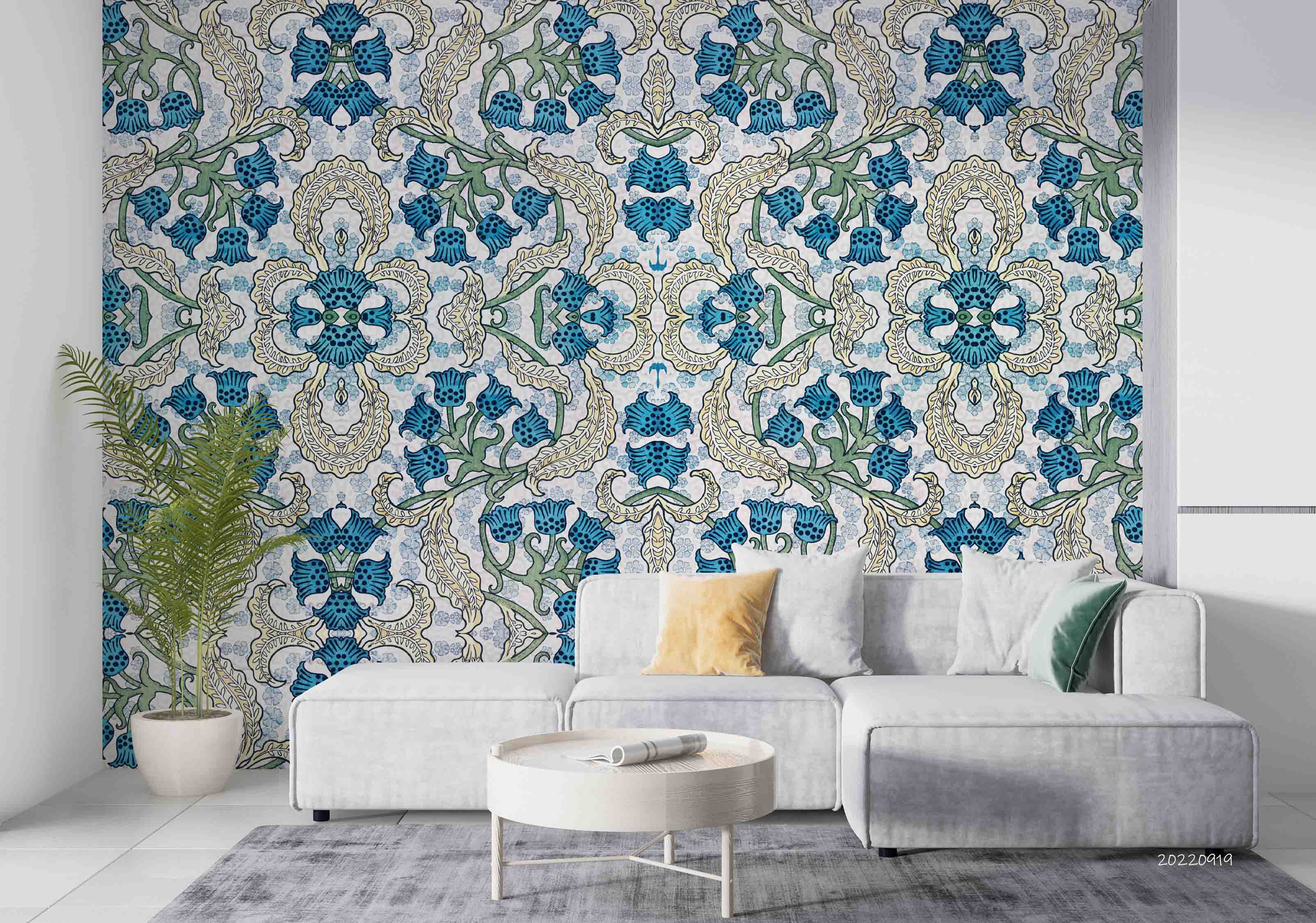 3D Art Nouveau Lily Valley Flower Pattern Background Wall Mural Wallpaper GD 3500- Jess Art Decoration