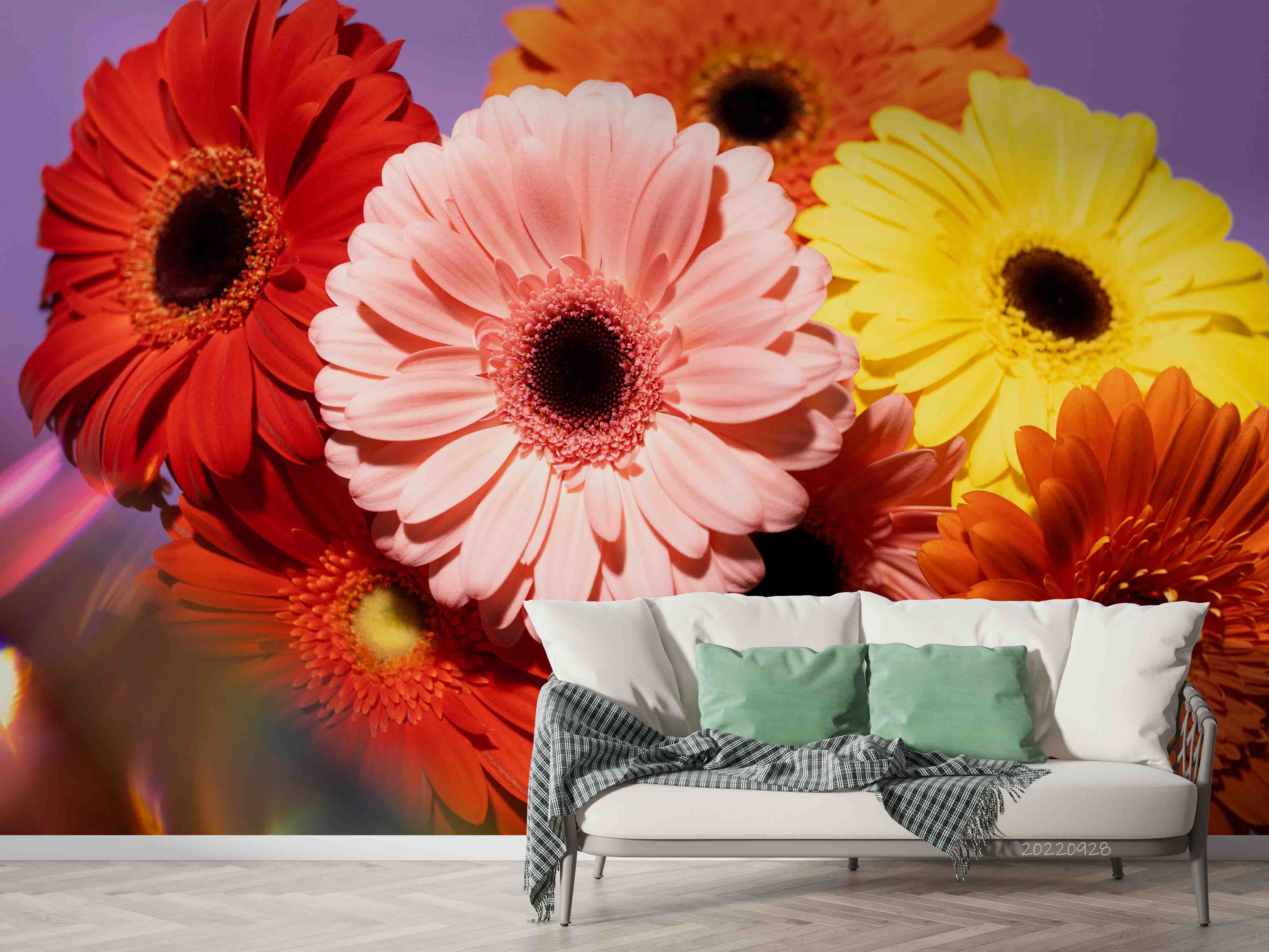 3D Spring Colorful Gerbera Wall Mural Wallpaper GD 3356- Jess Art Decoration