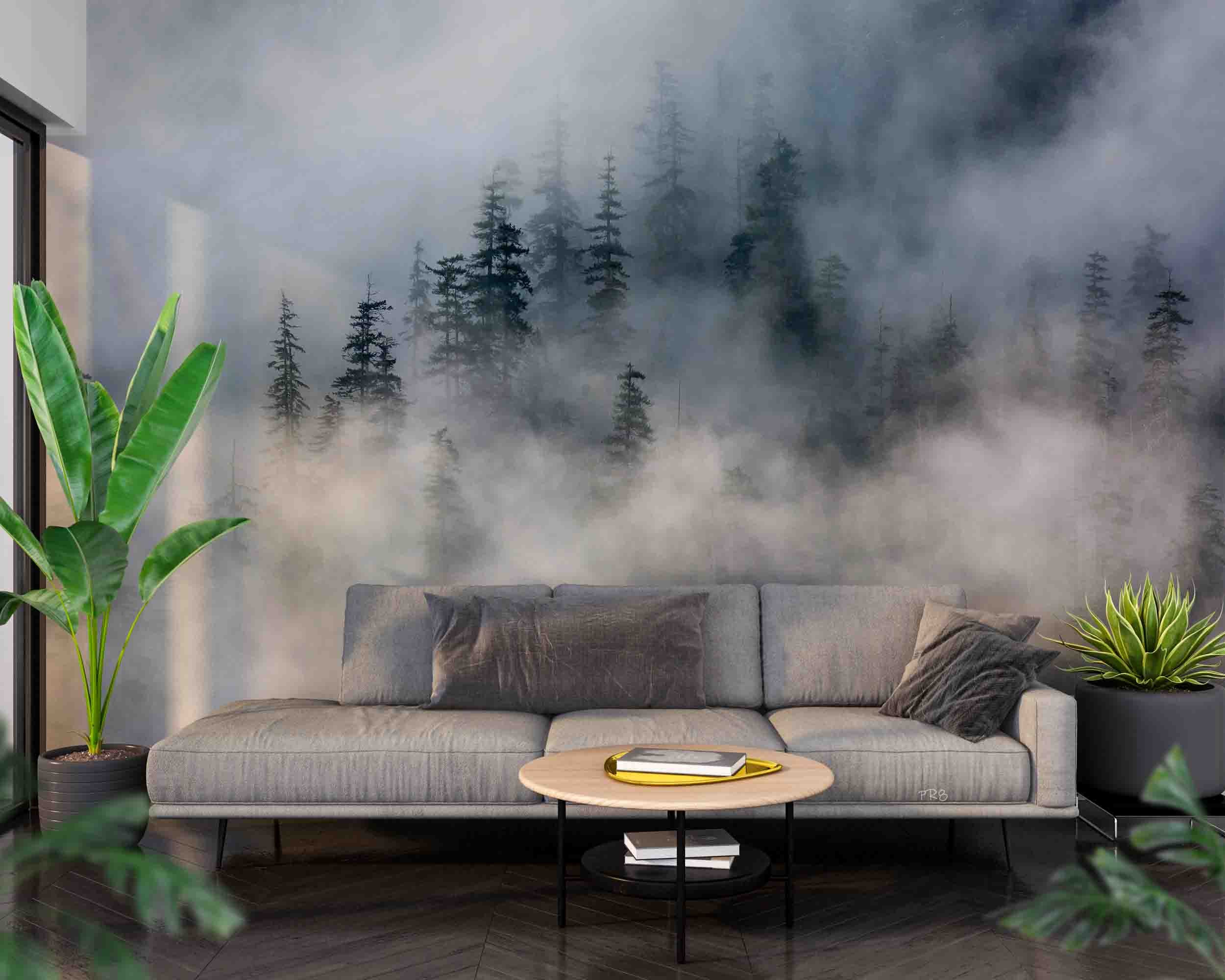 3D Forest Trees Misty Scenery Wall Mural Wallpaper GD 4522- Jess Art Decoration