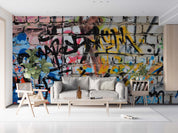 3D Graffiti Brick Letter Black Blue Wall Mural Wallpaper YXL 22- Jess Art Decoration