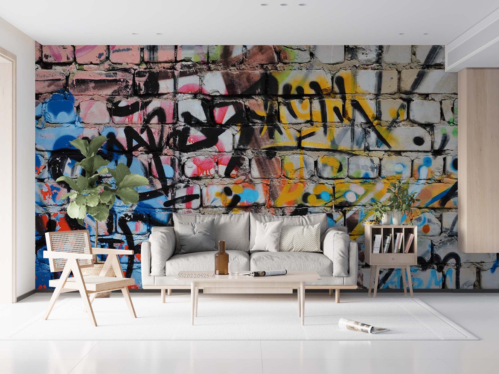 3D Graffiti Brick Letter Black Blue Wall Mural Wallpaper YXL 22- Jess Art Decoration
