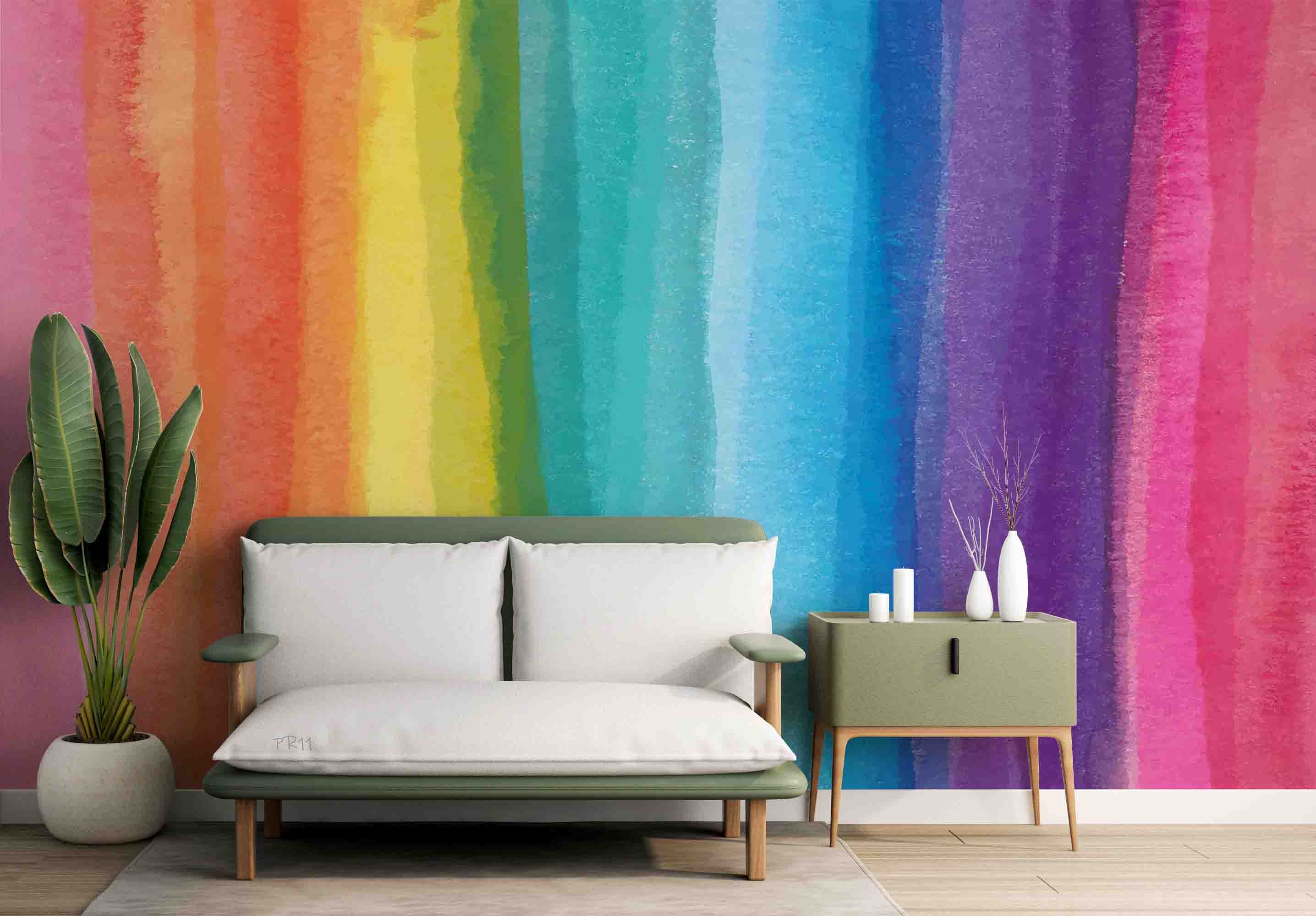 Rainbow Colors Background Contemporary Wallpaper contemporary street art wall mural for creative room or feature wall - view 