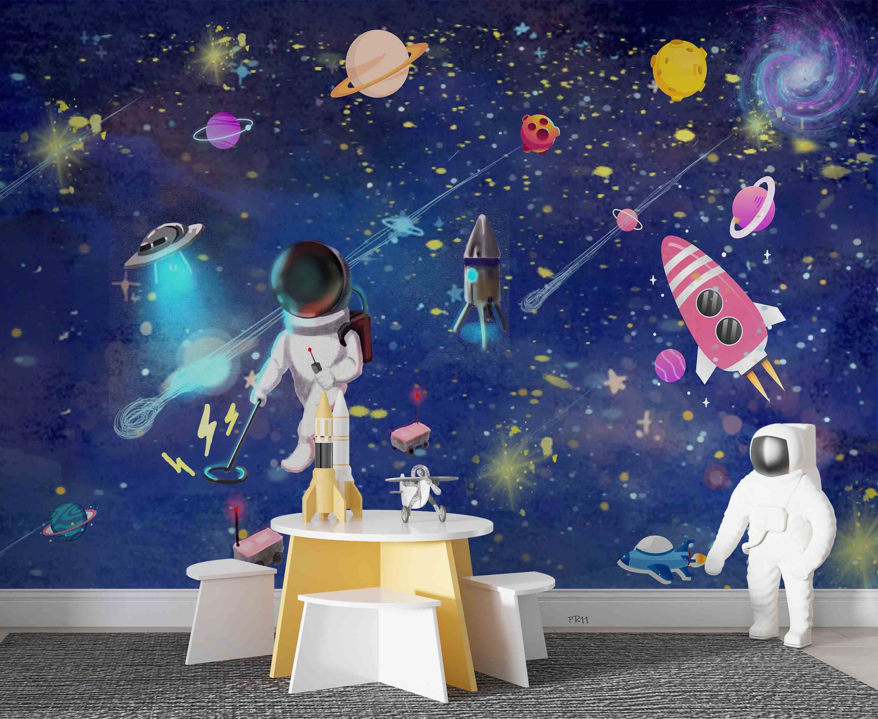 3D Astronaut Space Adventure astronaut space adventure scene wall mural wallpaper for kids room - view 6