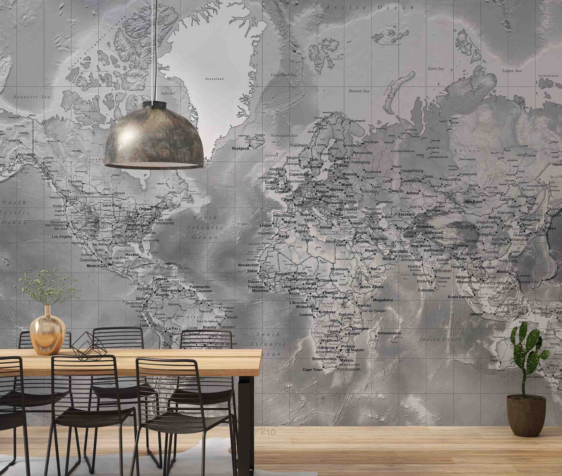 3D Detailed World Map Wall Mural Wallpaper GD 4789- Jess Art Decoration