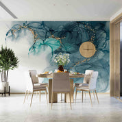 3D Teal Blue Marble teal abstract marble texture wall mural wallpaper for bedroom - view 6