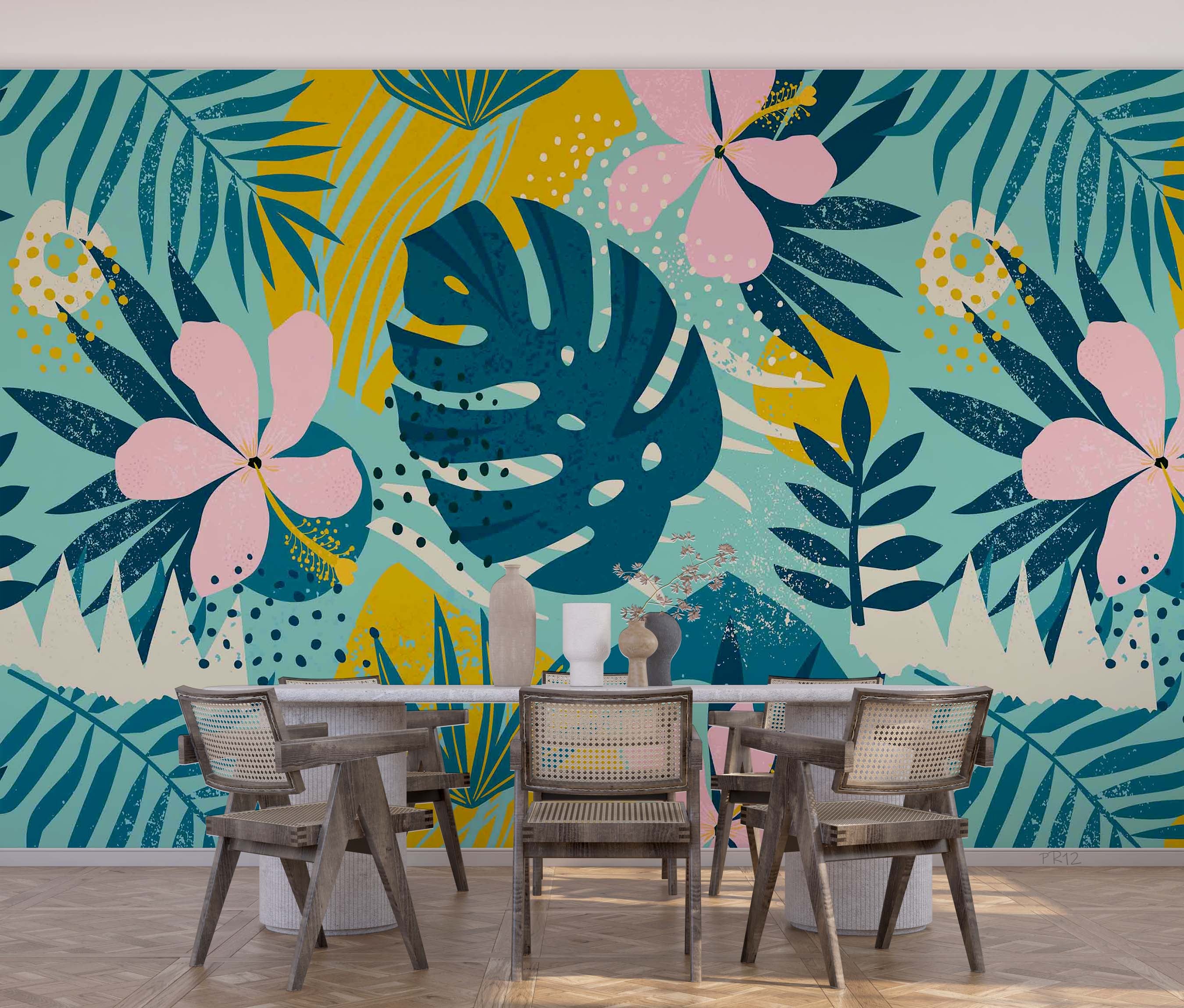 3D Modern Art Tropical Floral Palm Leaf Wall Mural Wallpaper GD 4942- Jess Art Decoration