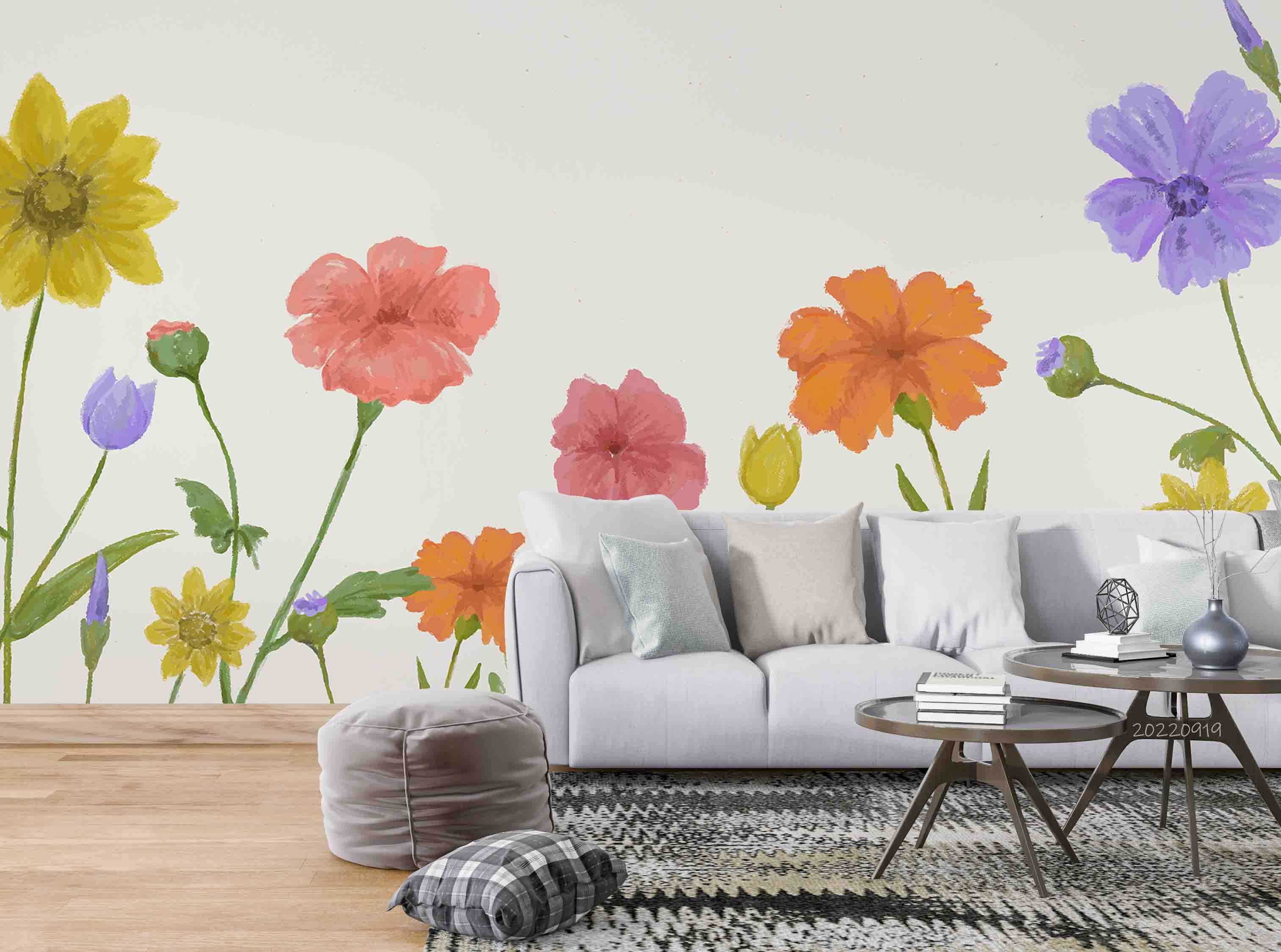 3D Colorful Floral Background Wall Mural Wallpaper GD 3476- Jess Art Decoration