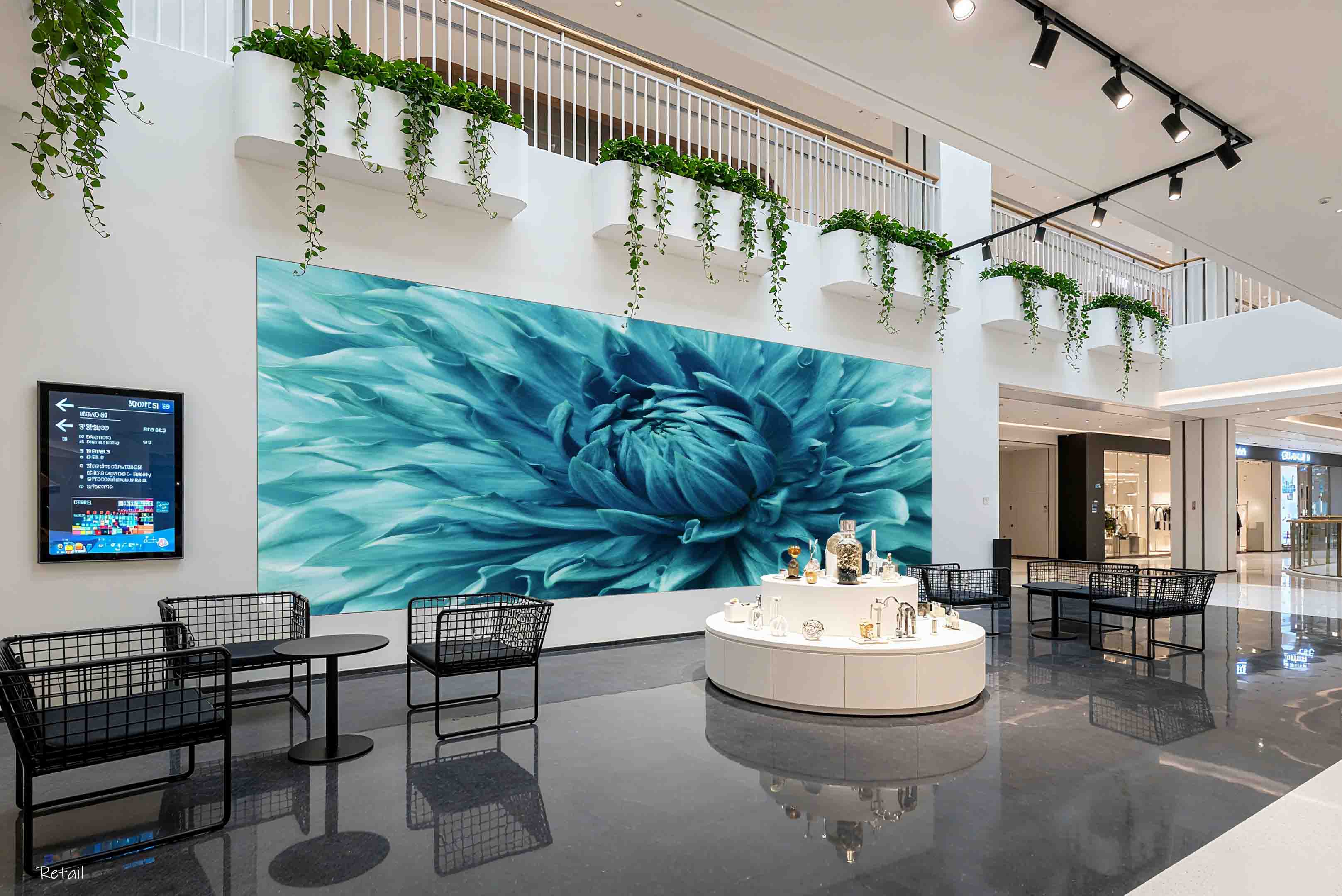 3D Retail Shop Store Market Trade Blue Floral Wall Mural Wallpaper 15