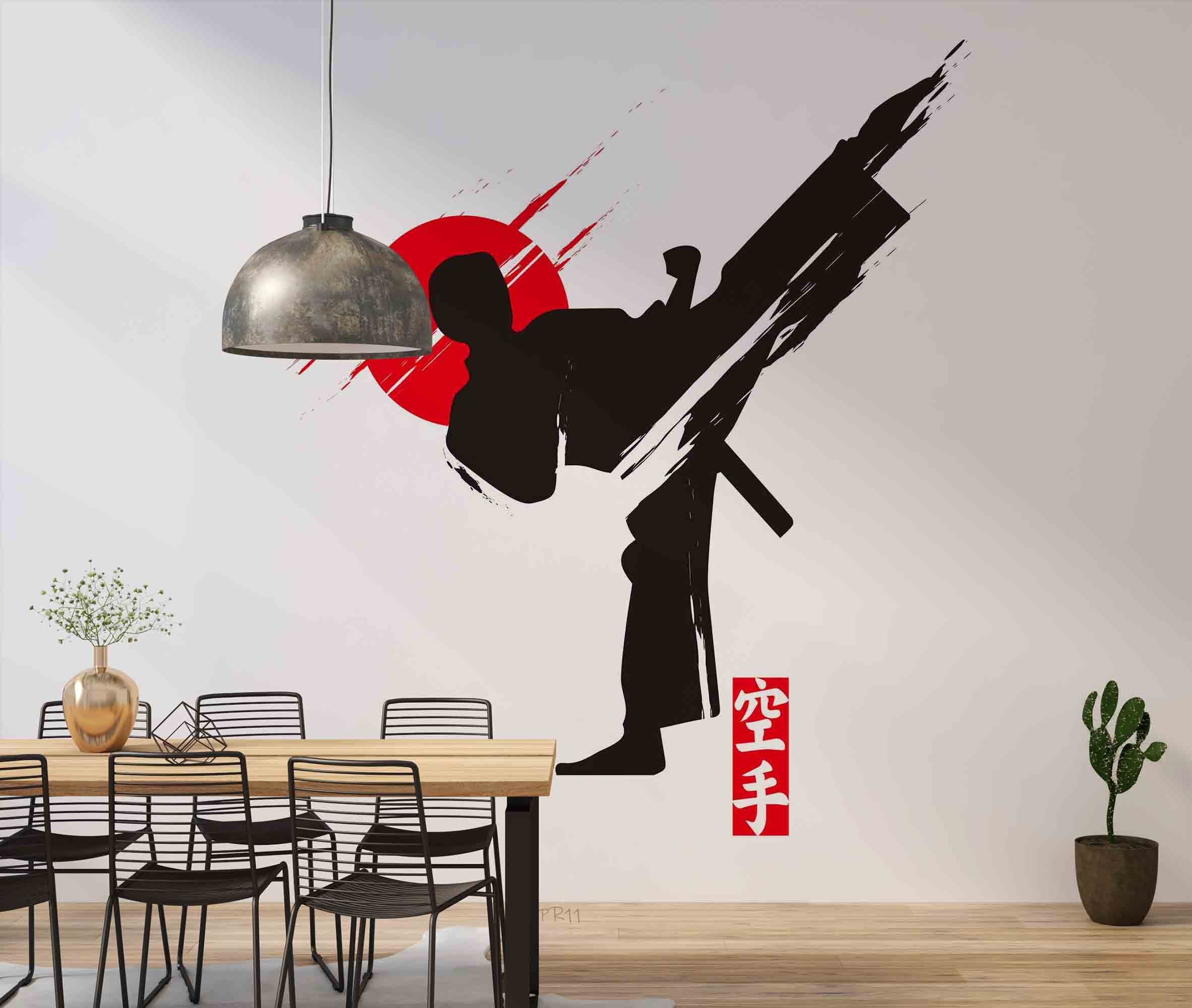Martial Arts Karate Silhouette Character Illustration Gym Wallpaper gym & fitness wall mural for gym, fitness studio or train