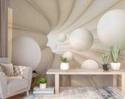 3D White Geometry Space Ball Wall Mural Wallpaper GD 4700- Jess Art Decoration