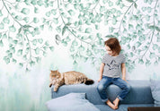 3D Watercolor Branches Leaves Butterfly Wall Mural Wallpaper GD 4945- Jess Art Decoration