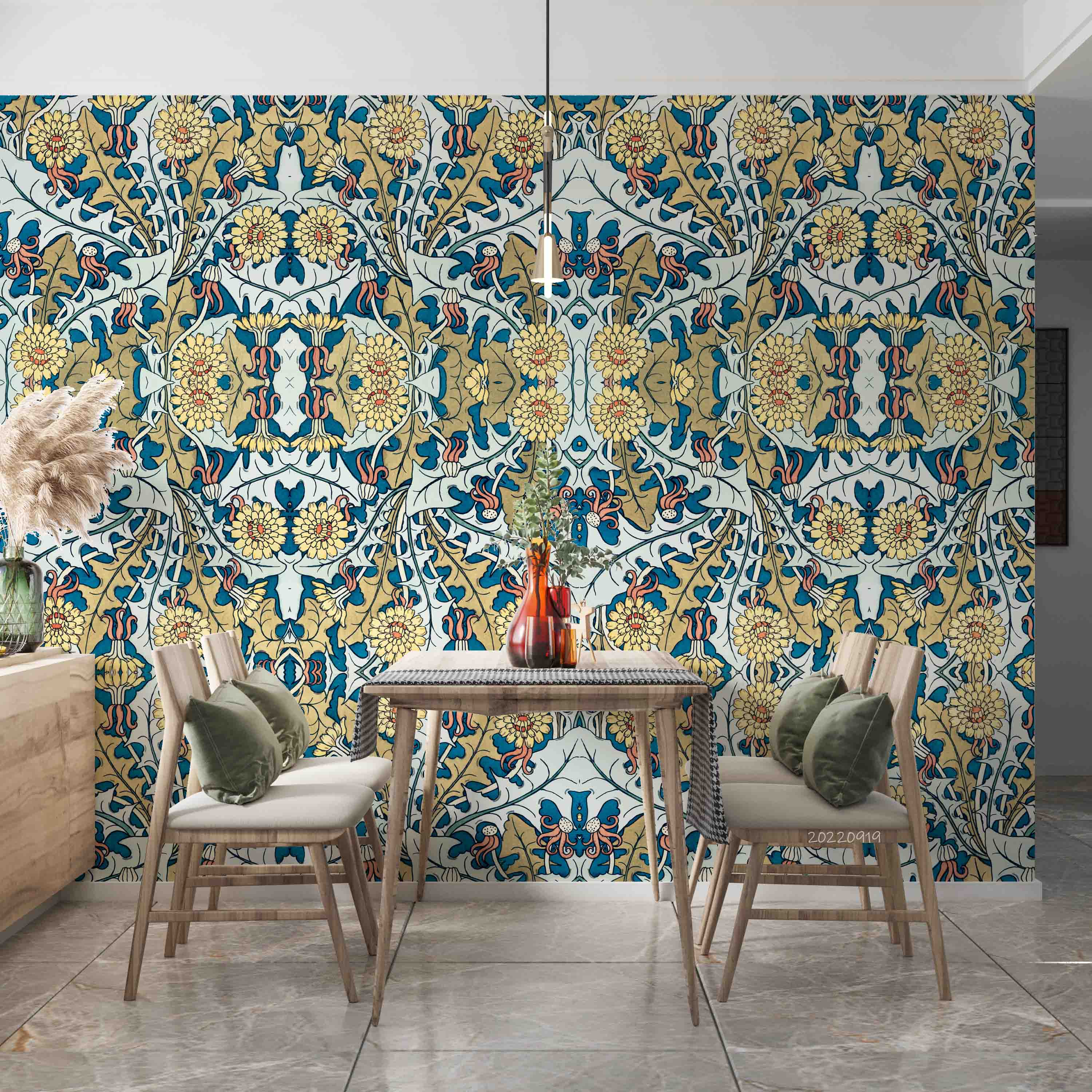 3D Art Nouveau Style Dandelion Floral Pattern Background Wall Mural Wallpaper GD 3501- Jess Art Decoration