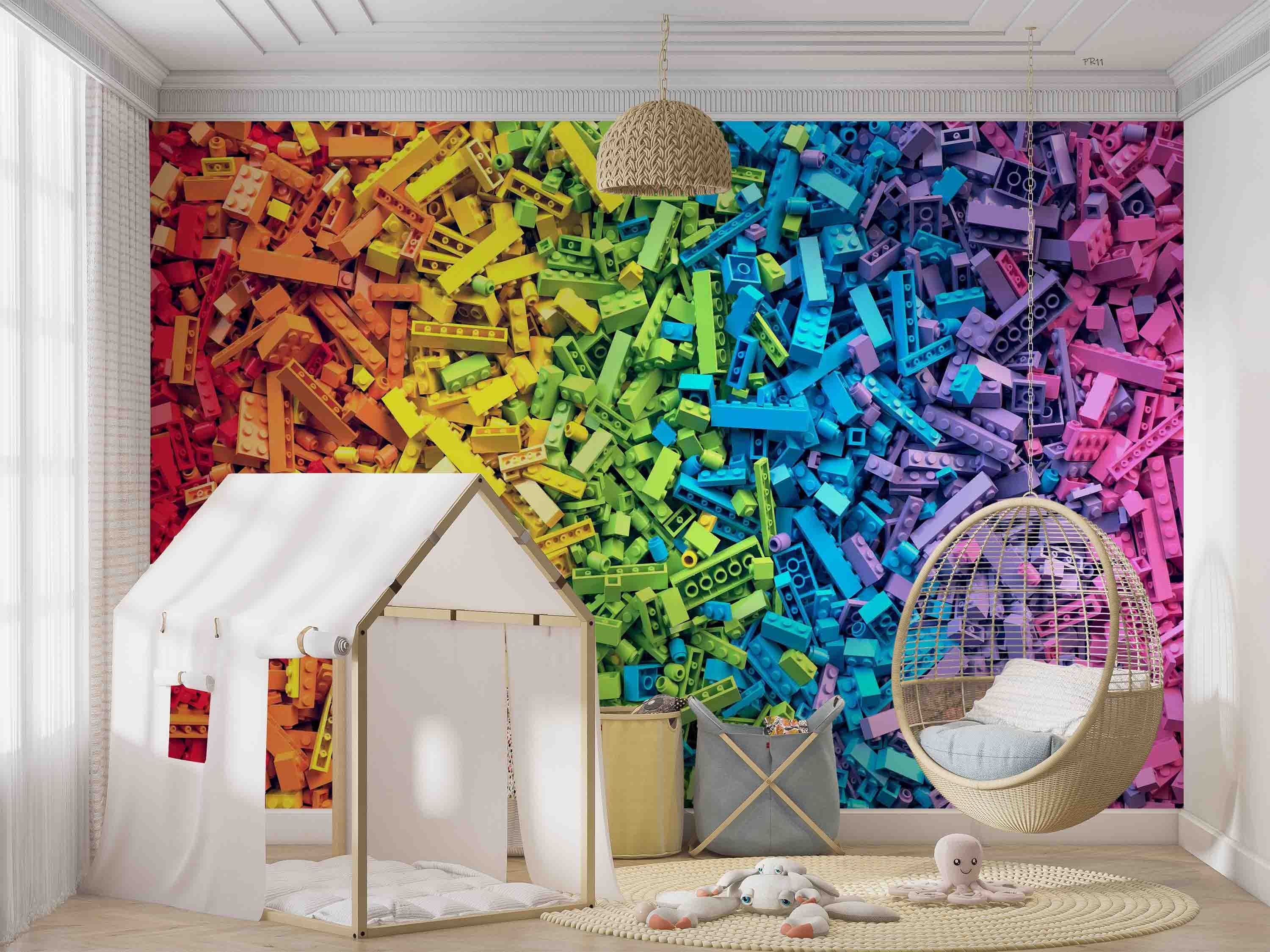 Rainbow Toy Bricks Background Urban Wallpaper urban graffiti wall mural for teen room, studio or feature wall - view 6