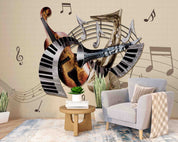 3D Vintage Instrument Stave Musical Note Wall Mural Wallpaper GD 4669- Jess Art Decoration