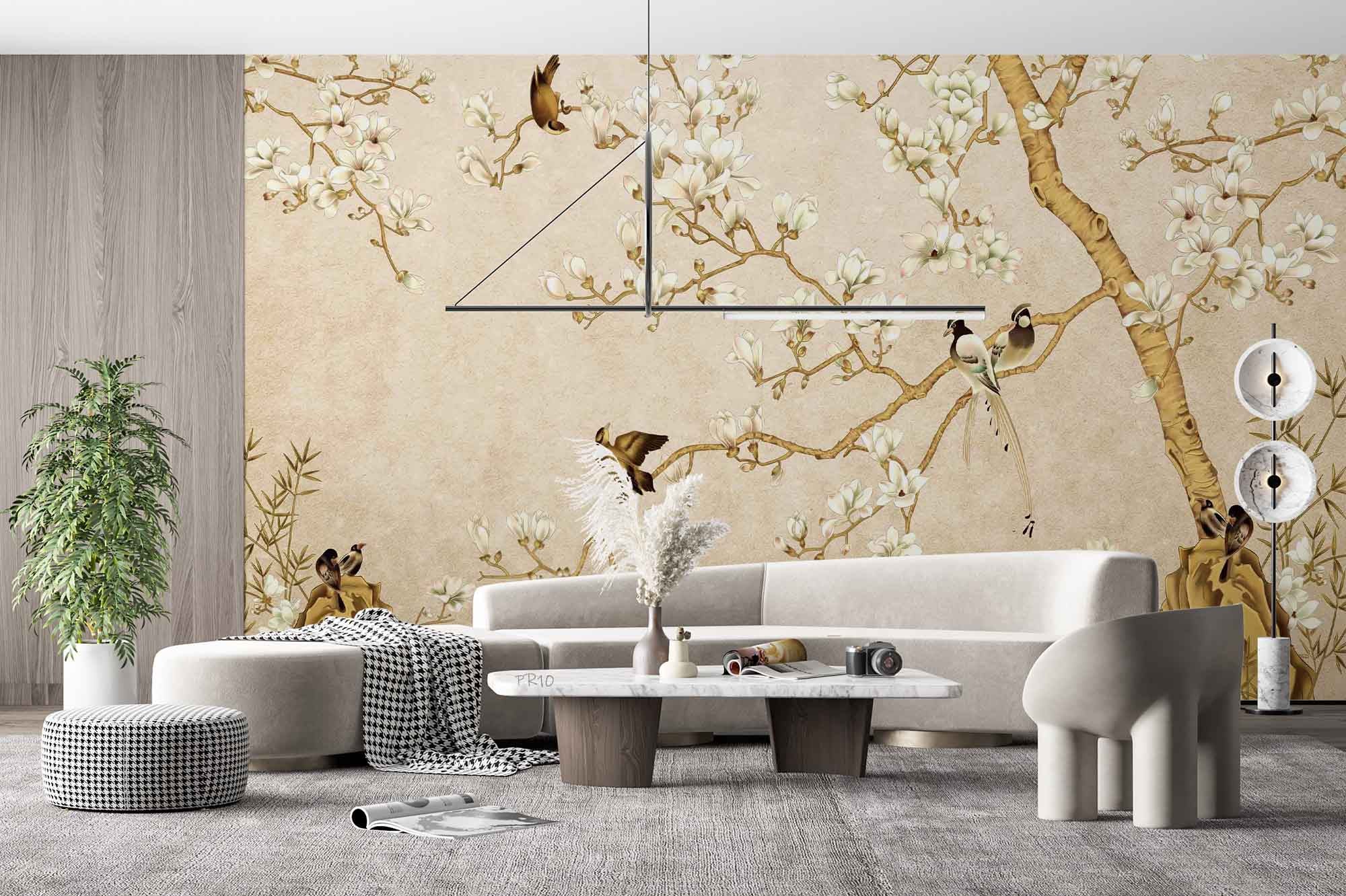 3D Chinese Magnolia Branch Bird Wall Mural Wallpaper GD 4722- Jess Art Decoration