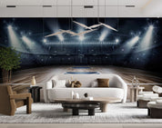 Basketball Court Lamplight Floor Wallpaper basketball wall mural for bedroom, gym or sports room - view 6