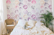 3D Watercolor Hexagonal Honeycomb Fabric Cover Wall Mural Wallpaper GD 5127- Jess Art Decoration