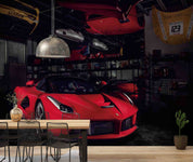 3D Red Ferrari Sports Car Wall Mural Wallpaper GD 4698- Jess Art Decoration