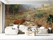 3D Animal Forest Wapiti River Stone Tree Wall Mural Wallpaper YXL 3- Jess Art Decoration