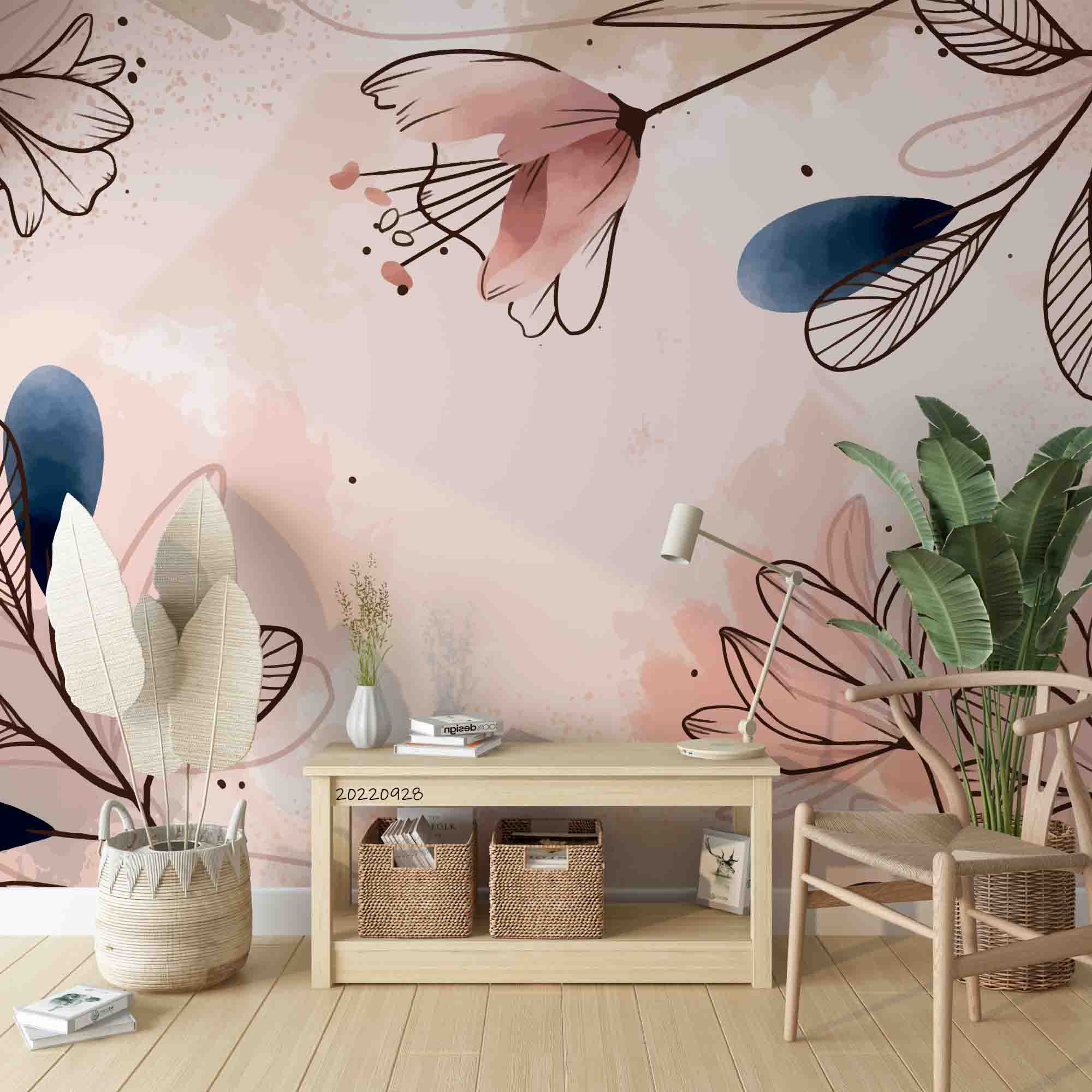 3D Hand Drawn Watercolor Floral Wall Mural Wallpaper GD 3361- Jess Art Decoration
