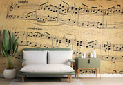 3D Musical Notes Abstract Old Paper Background Wall Mural Wallpaper GD 4432- Jess Art Decoration