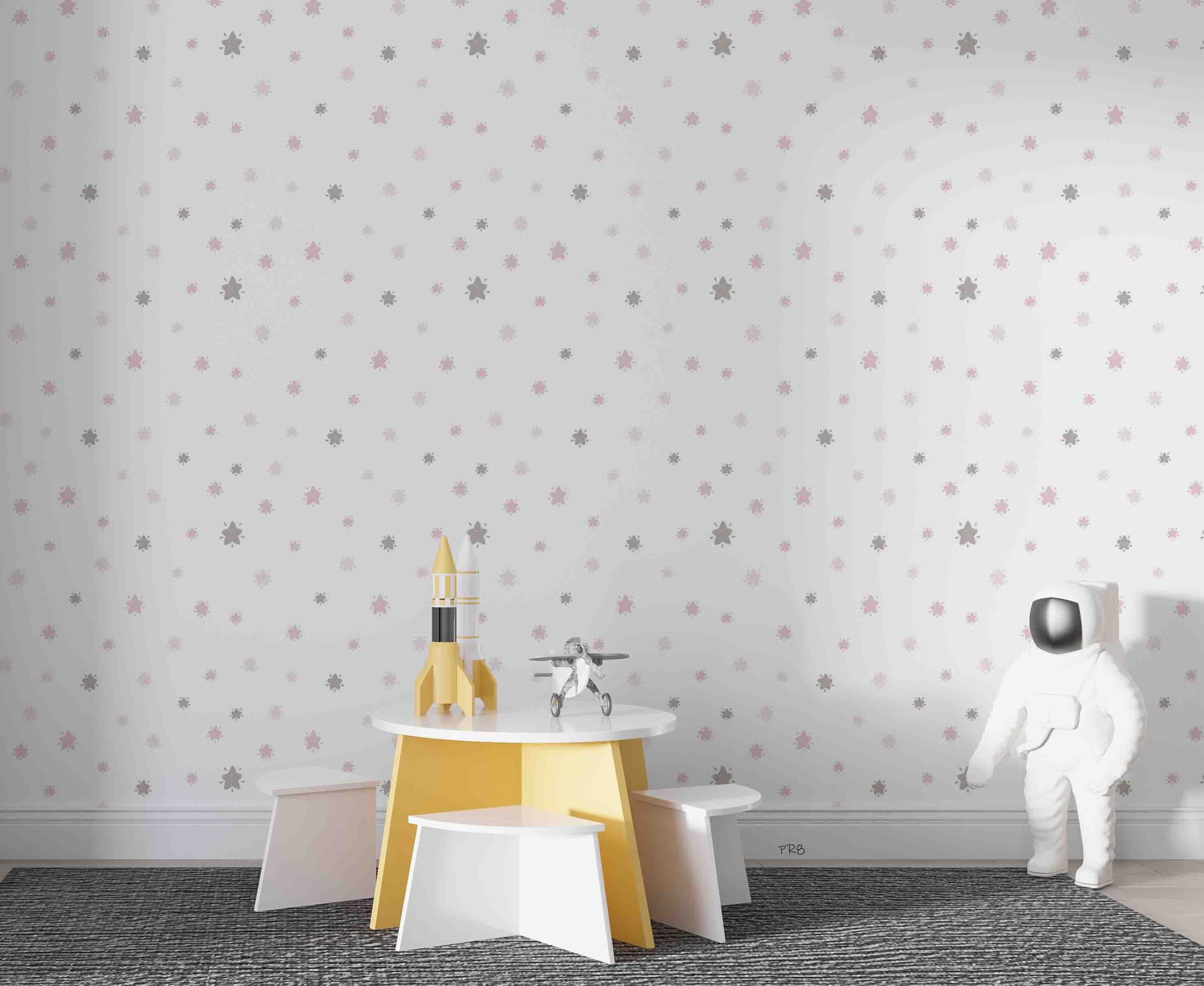 3D Star Pattern White Background Wall Mural Wallpaper GD 4538- Jess Art Decoration