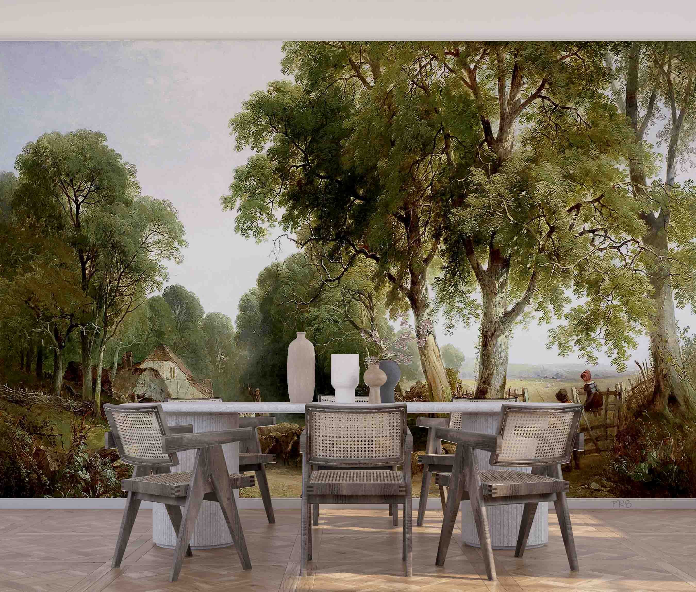 3D Oil Painting Village Flock Scenery Wall Mural Wallpaper GD 4533- Jess Art Decoration