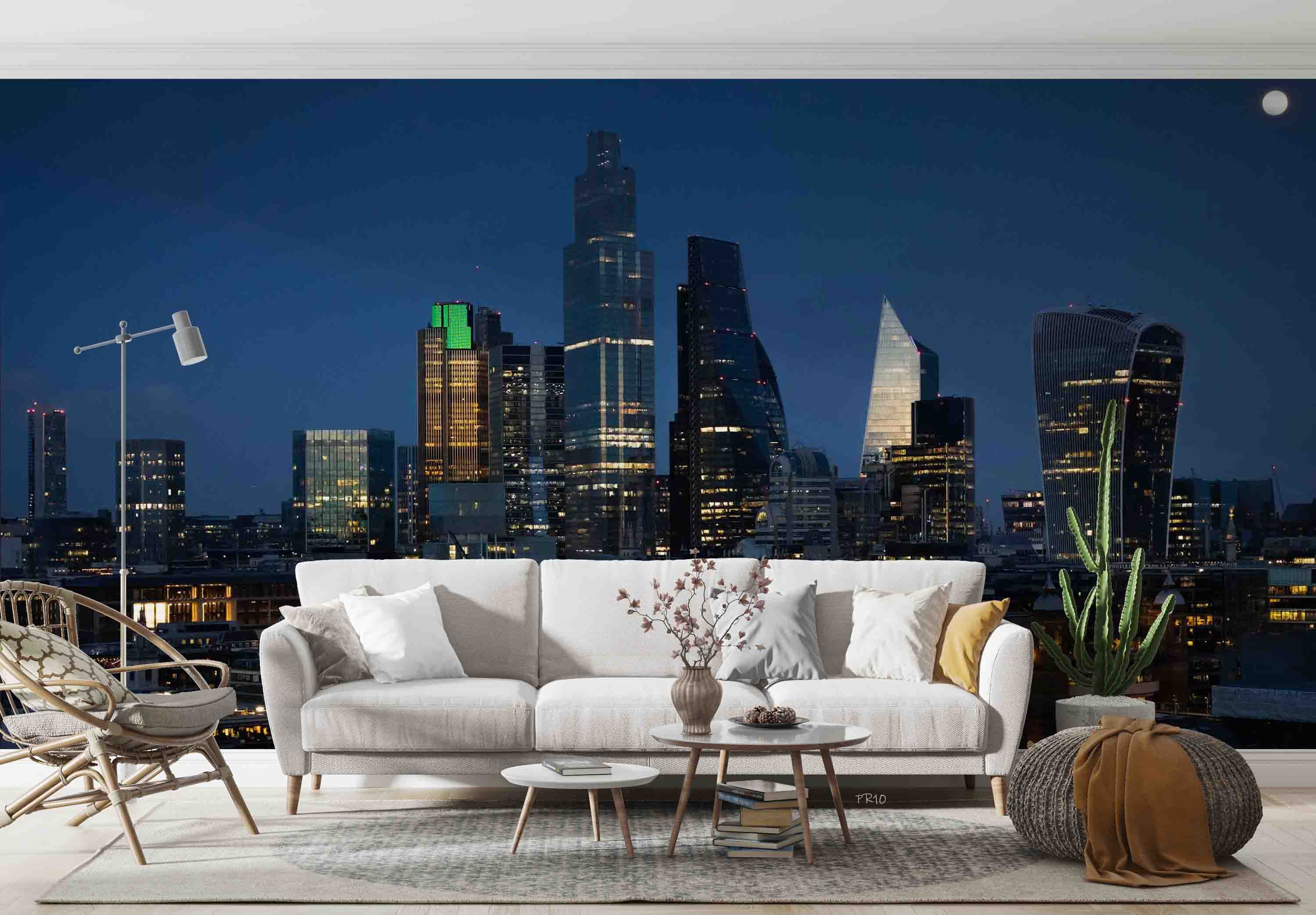3D Night City Architecture View Wall Mural Wallpaper GD 4748- Jess Art Decoration