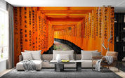 3D Red Tori Gate Fushimi Inari Shrine Kyoto Japan Wall Mural Wallpaper GD 4728- Jess Art Decoration