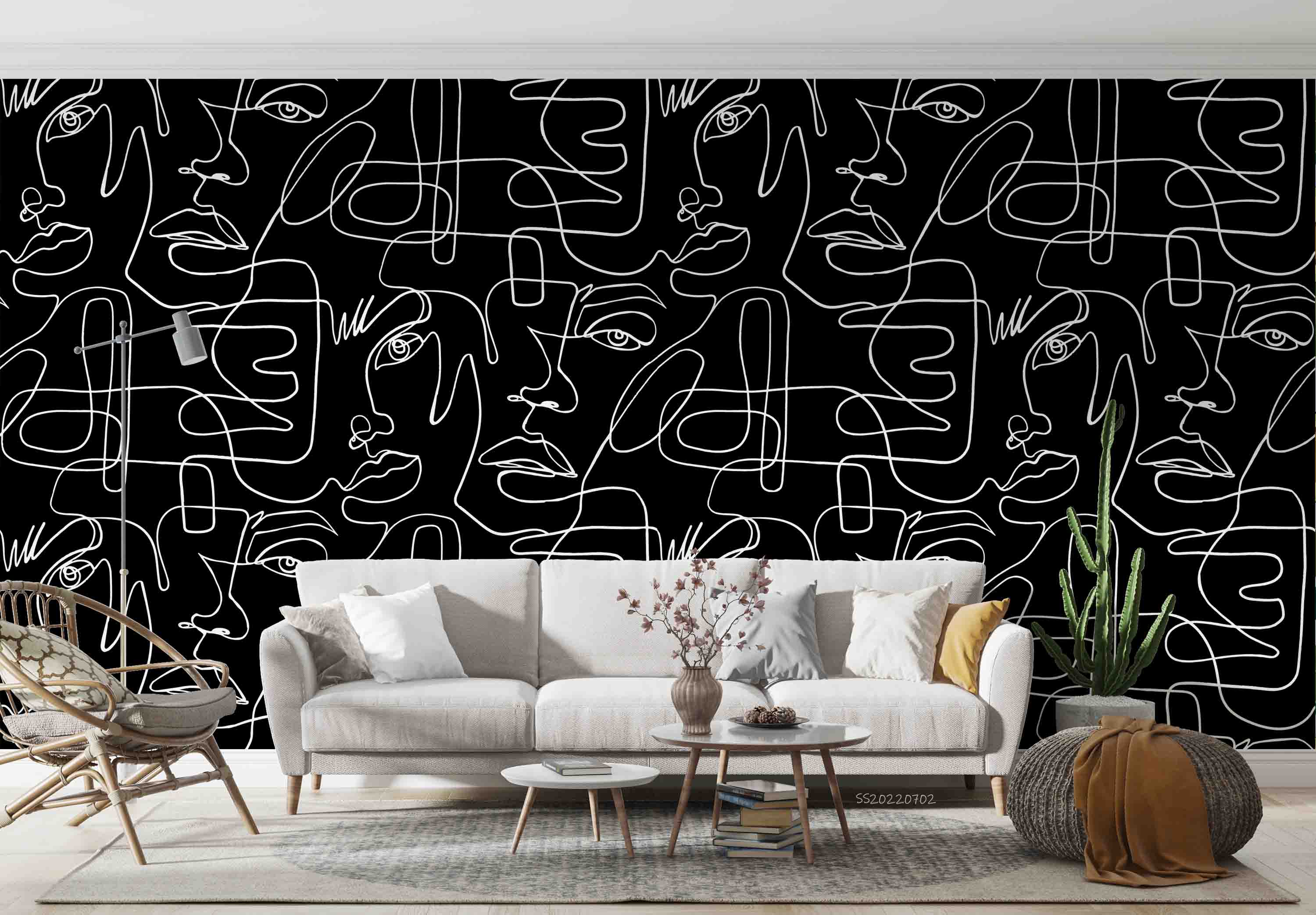 3D Abstract White Lines Blackboard Wall Mural Wallpaper GD 5079- Jess Art Decoration