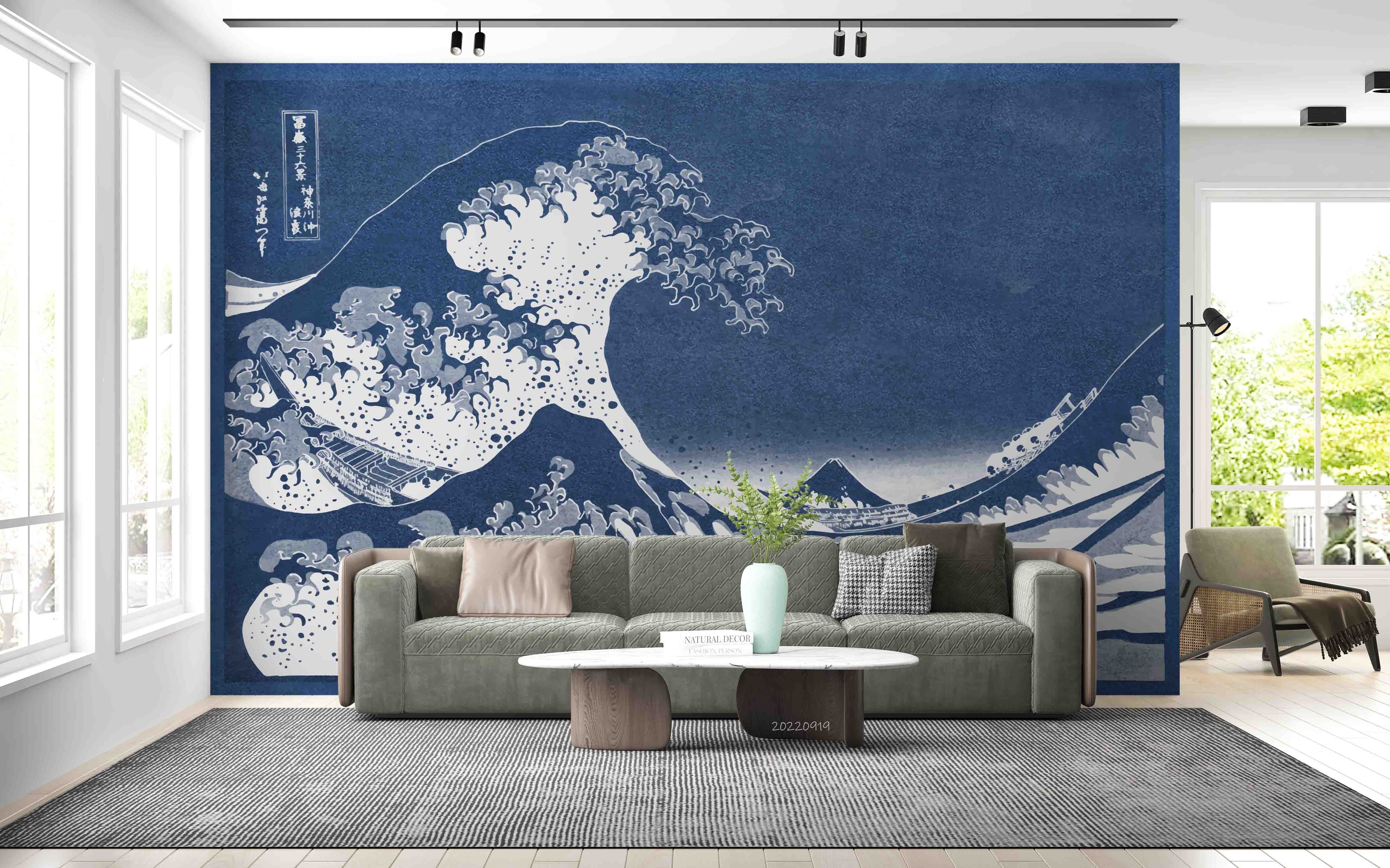 3D Retro Abstract Giant Wave Kanagawa Wall Mural Wallpaper GD 3450- Jess Art Decoration