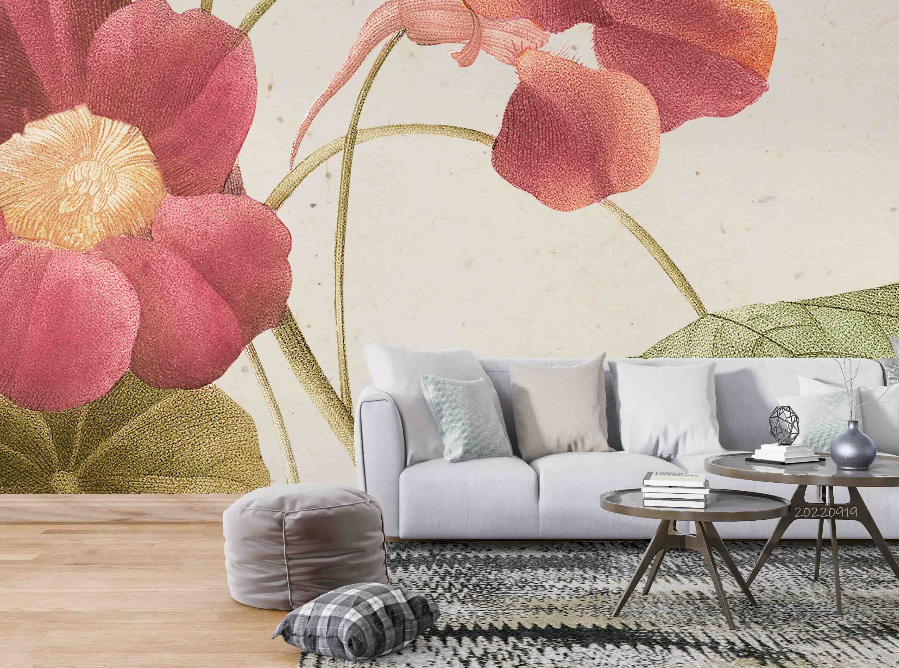 3D Vintage Spring Floral Leaf Background Wall Mural Wallpaper GD 3412- Jess Art Decoration