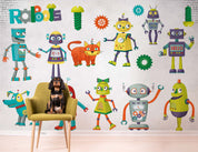 3D Robot Friends colourful robot character pattern wall mural wallpaper for kids room - view 6