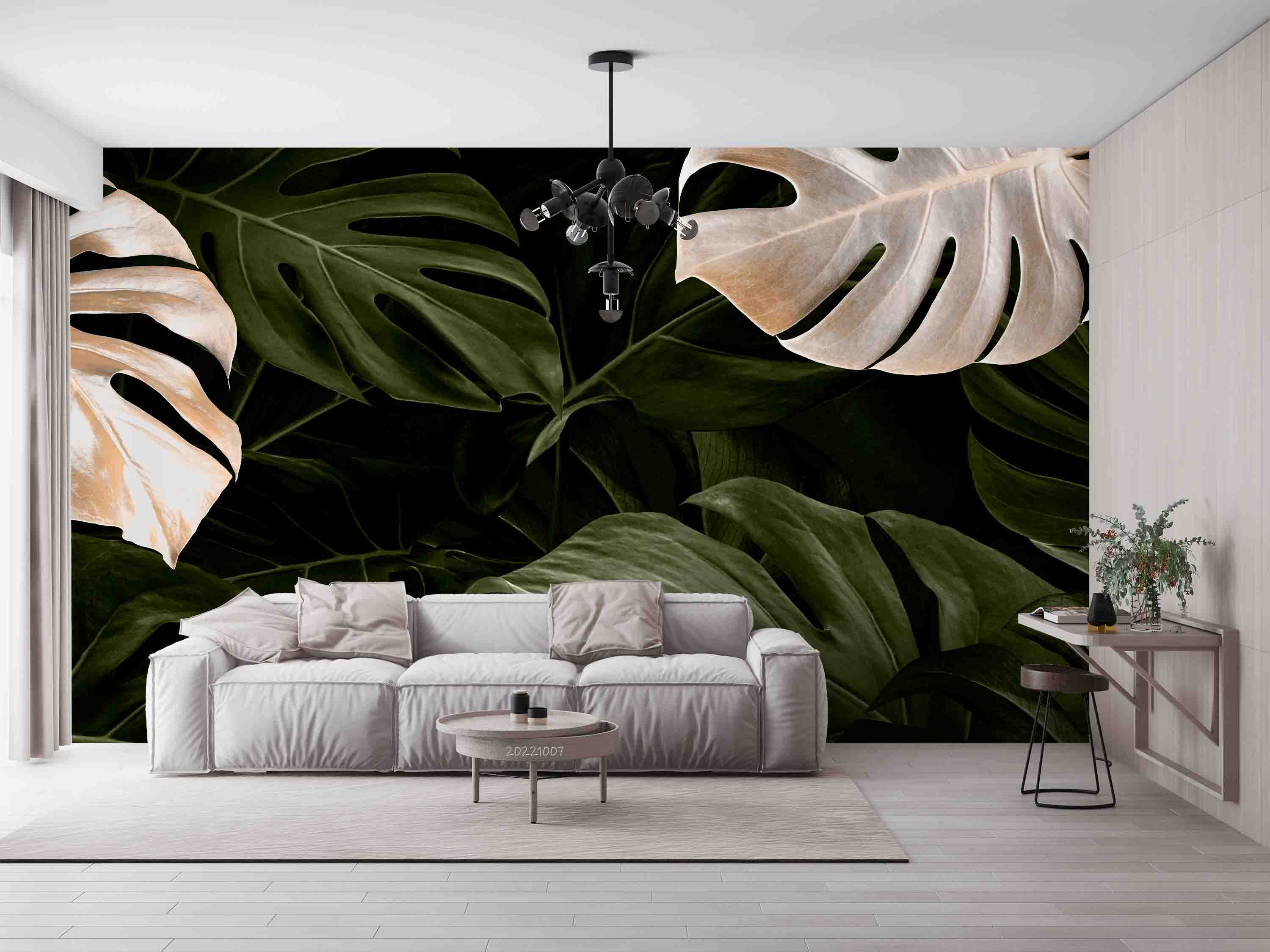 3D Monstera Leaf Luxury Tropical Jungle Background Wall Mural Wallpaper GD 3228- Jess Art Decoration