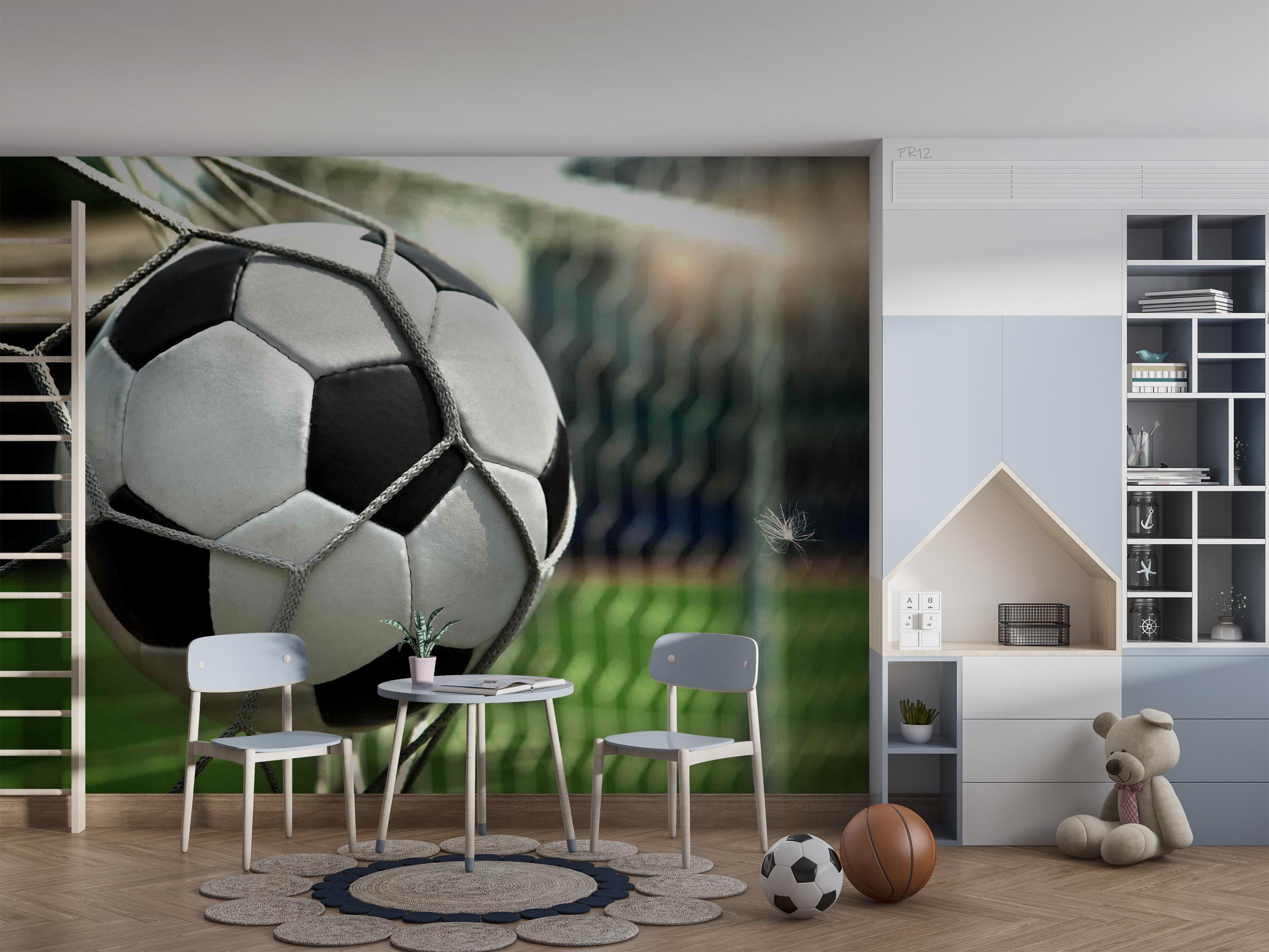 Soccer Goal Net Football Stadium Wallpaper football stadium wall mural for sports room, club room or fan space - view 6