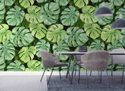 3D Tropical Green Monstera Leaf Pattern Wall Mural Wallpaper GD 5150- Jess Art Decoration